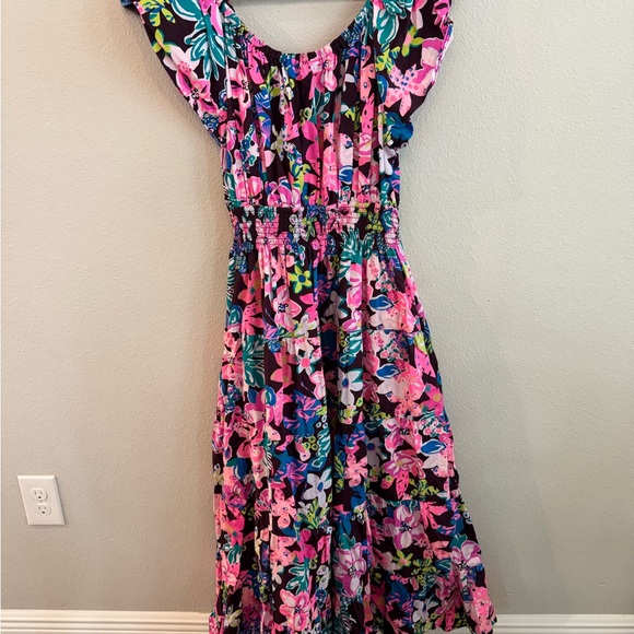 Lilly Pulitzer Ellabell Short Sleeve Dress - Cherry Ganache Bohemian Garden XL - Picture 4 of 8